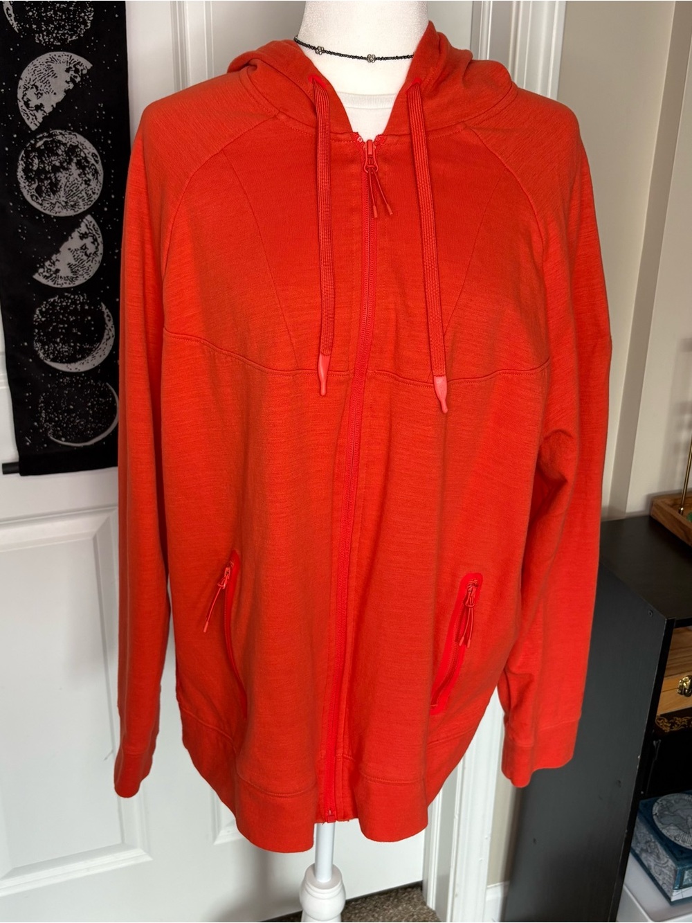 All in Motion Orange Zip-Up Hoodie Sweater, Size XL